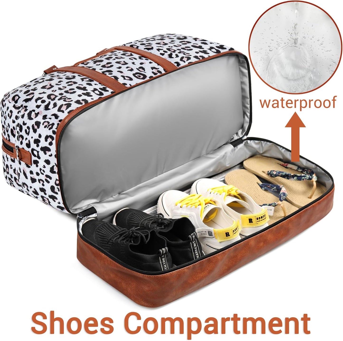 Weekender Bag for Women, Large Overnight Bag Canvas Travel Duffel Bag Carry On Tote with Shoe Compartment 21" 3Pcs Set