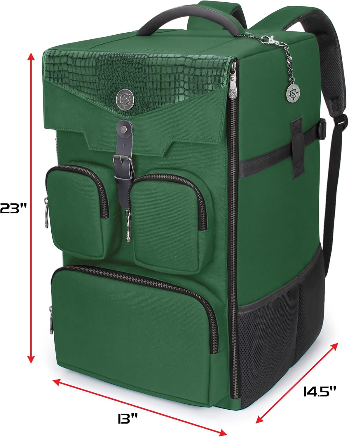 ENHANCE Collector's Edition Board Game Backpack - Reinforced Rigid Board Game Storage with Padded Shoulder Straps, Carrying Handle, and Accessories Pockets for Dice, Card Games, More (Dragon Green)