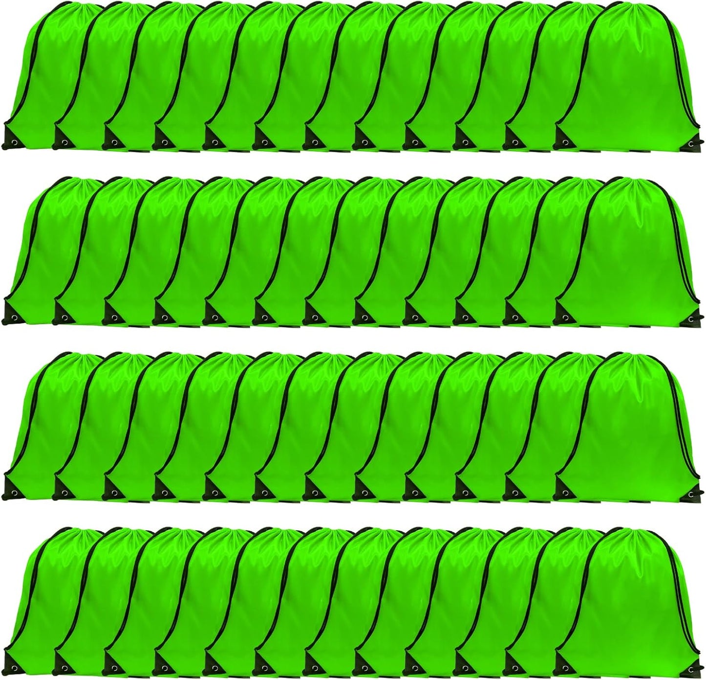 GoodtoU Drawstring Bags - Nylon Backpacks with Drawstring Closure, Bulk Cinch Sack Gym Bags for Sports, Travel, Teams (Green, 48Pcs)