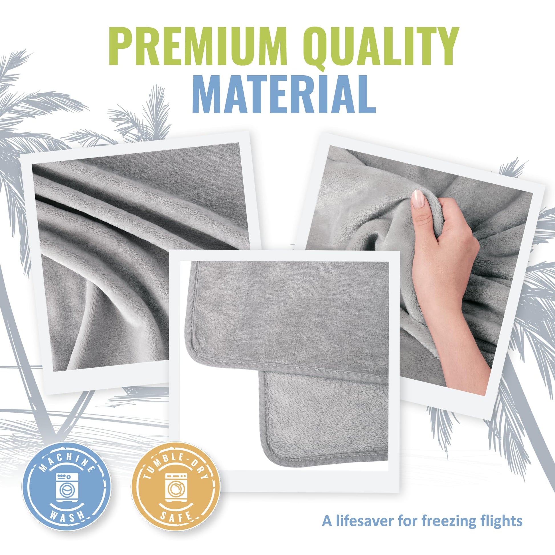 BOACAY Soft & Warm Travel Blanket for Airplane & Car - Long Flight Essential for Women, Men, Kids