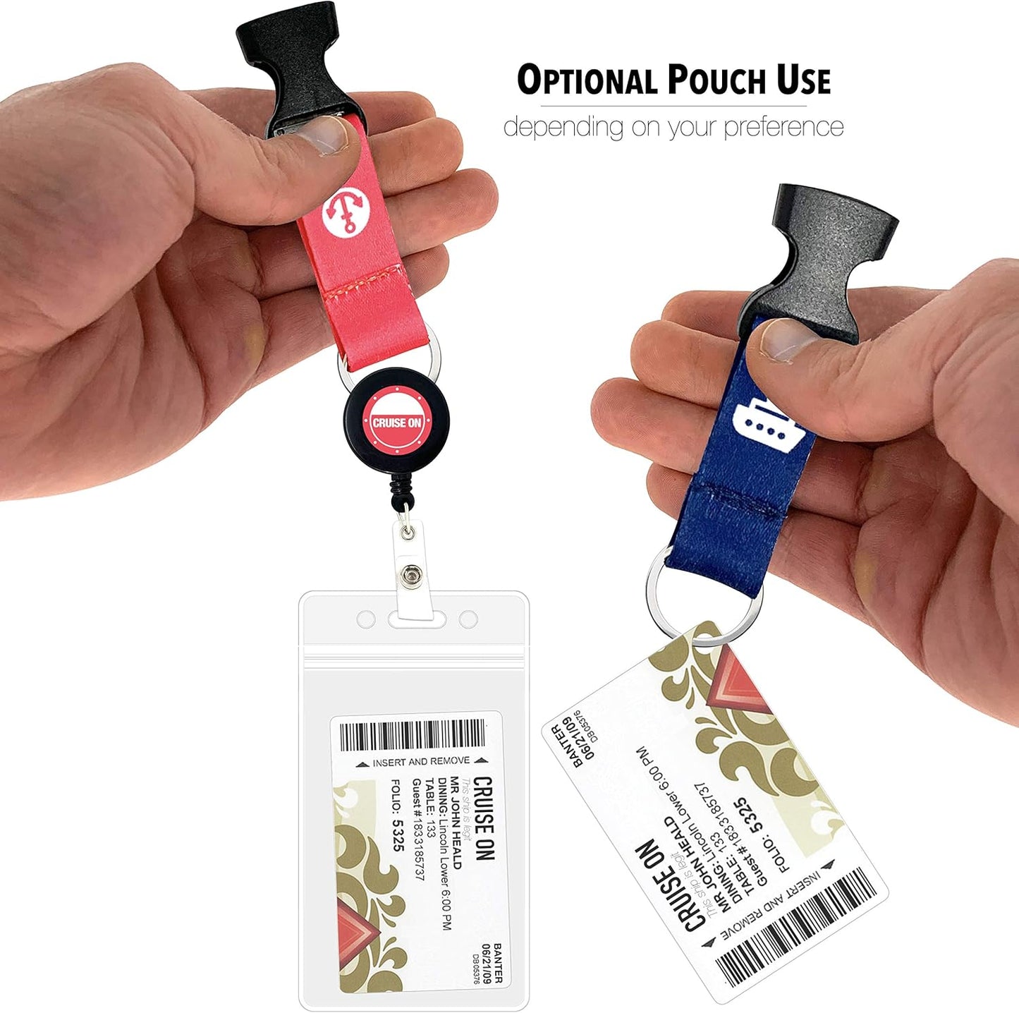 Carnival Cruise Luggage Tag Holders (4 Pack) & Lanyards (2 Pack), Large, Clear & Waterproof, Cruise Essentials 2025-2026 for Ship Cards & Baggage – Durable Travel Accessories (Blue & Pink)