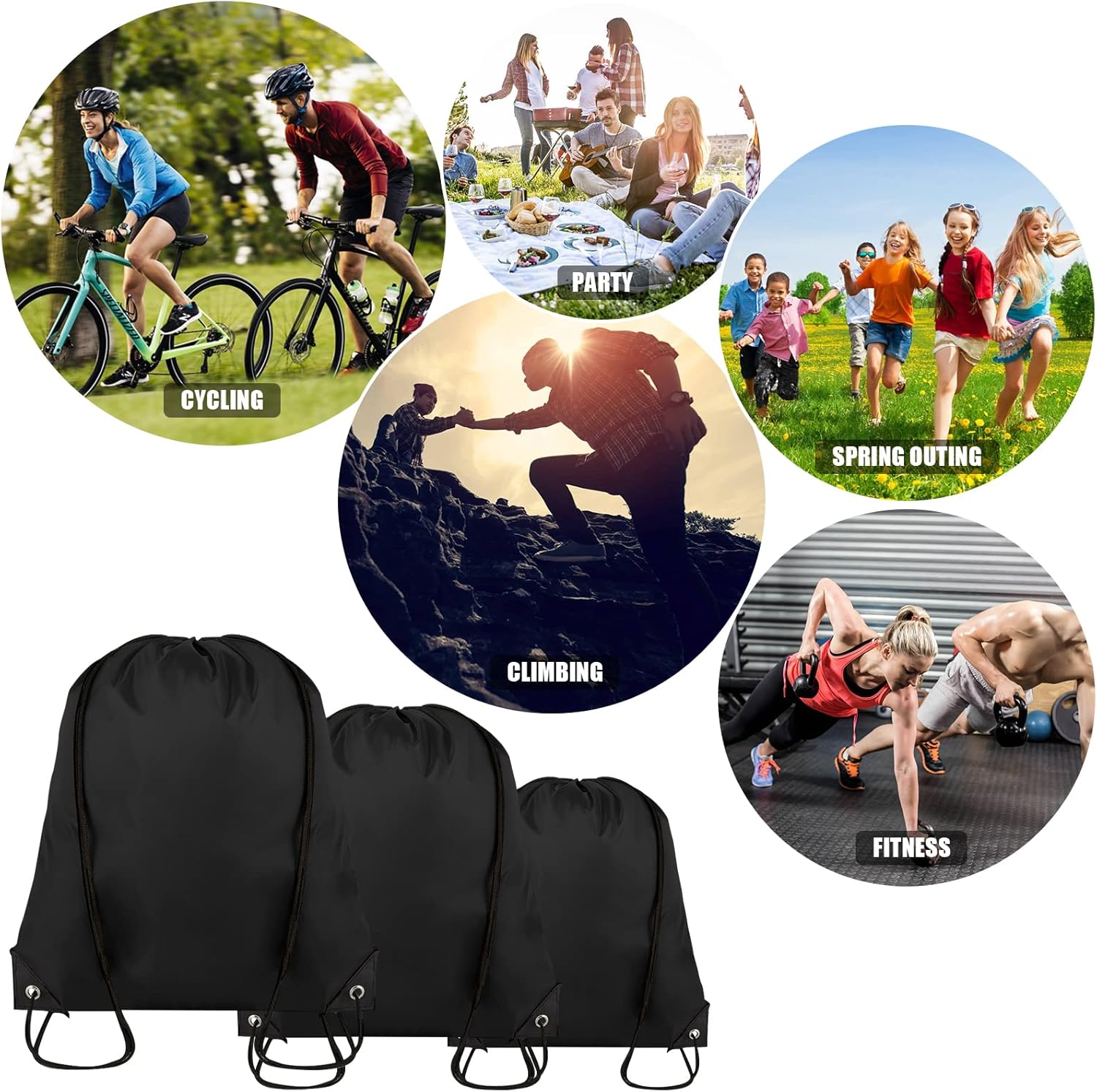 40 Pieces Drawstring Backpack Bulk Cinch Sackpack Ployster Drawstring Bags for Gym Party Trip(Black)