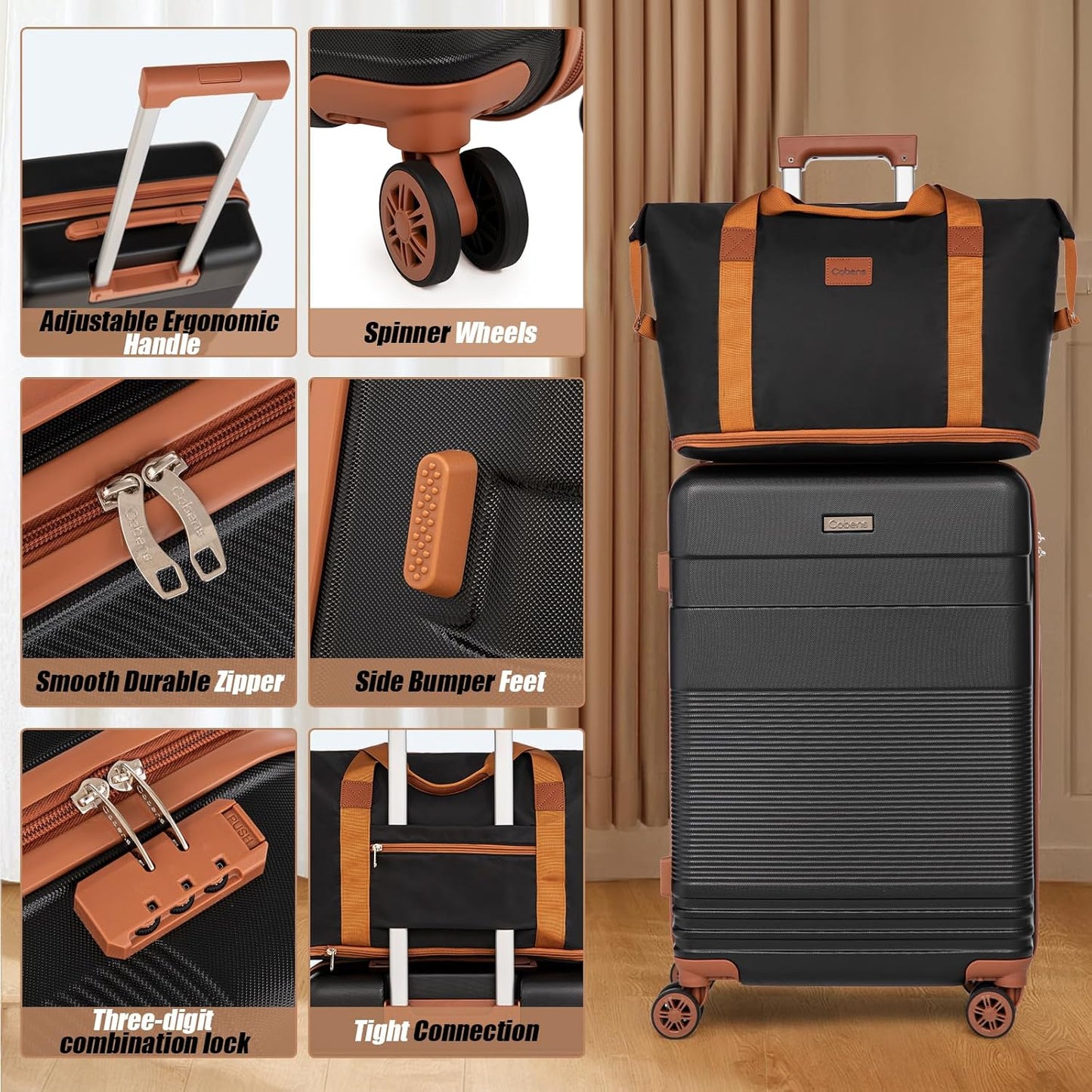 Luggage Sets 5 Piece with Spinner Wheels, Lightweight Hardshell Suitcases Set with Lock for Men and Women, Carry on Luggage Travel Set with Durable ABS Hard Case