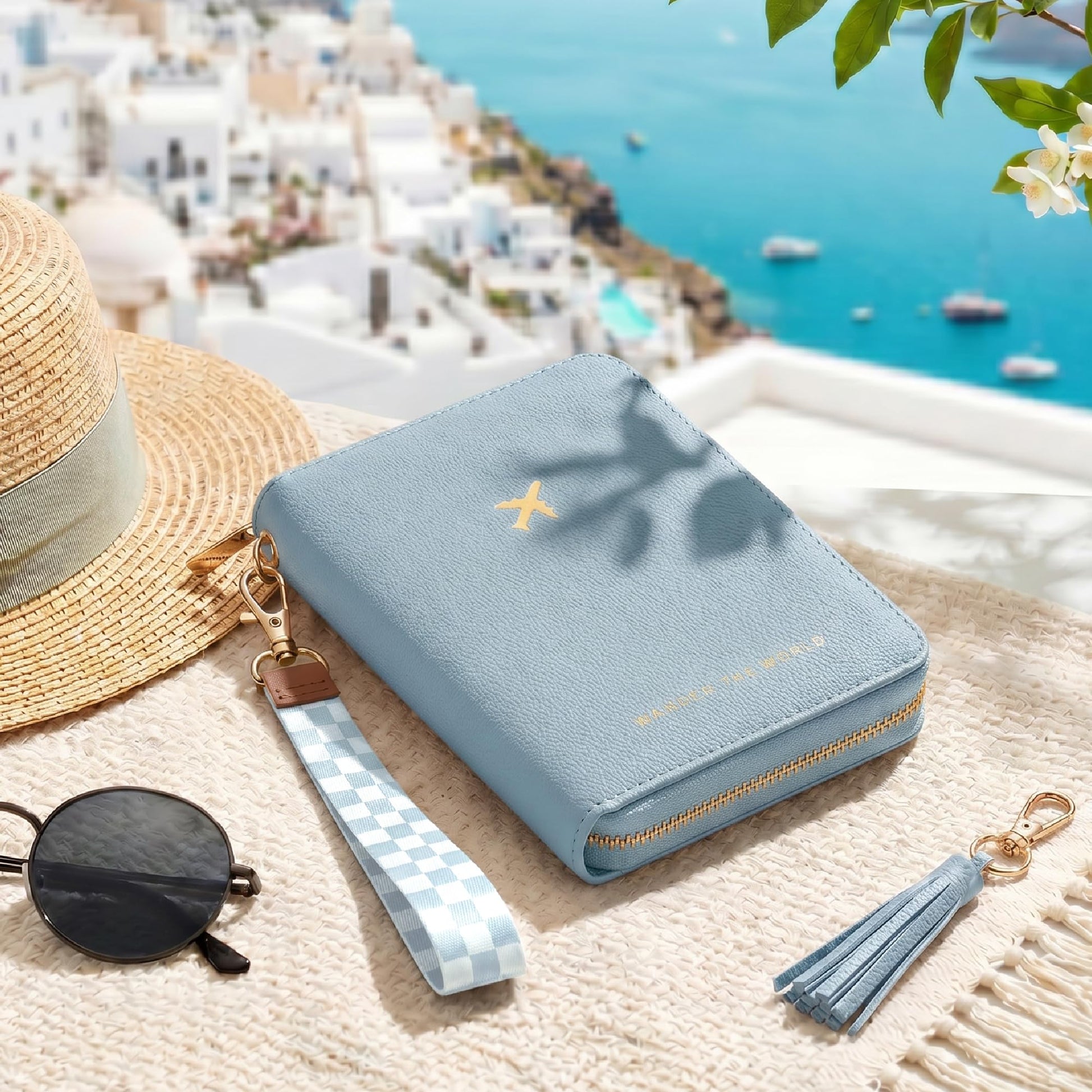 Beautiful Passport Holder And Travel Wallet with Wristlet Strap