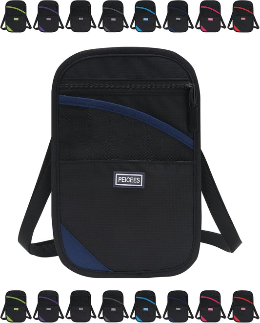 Peicees Neck Wallet, RFID Blocking Passport Holder, Easy to Conceal Travel Pouch, Navy Blue