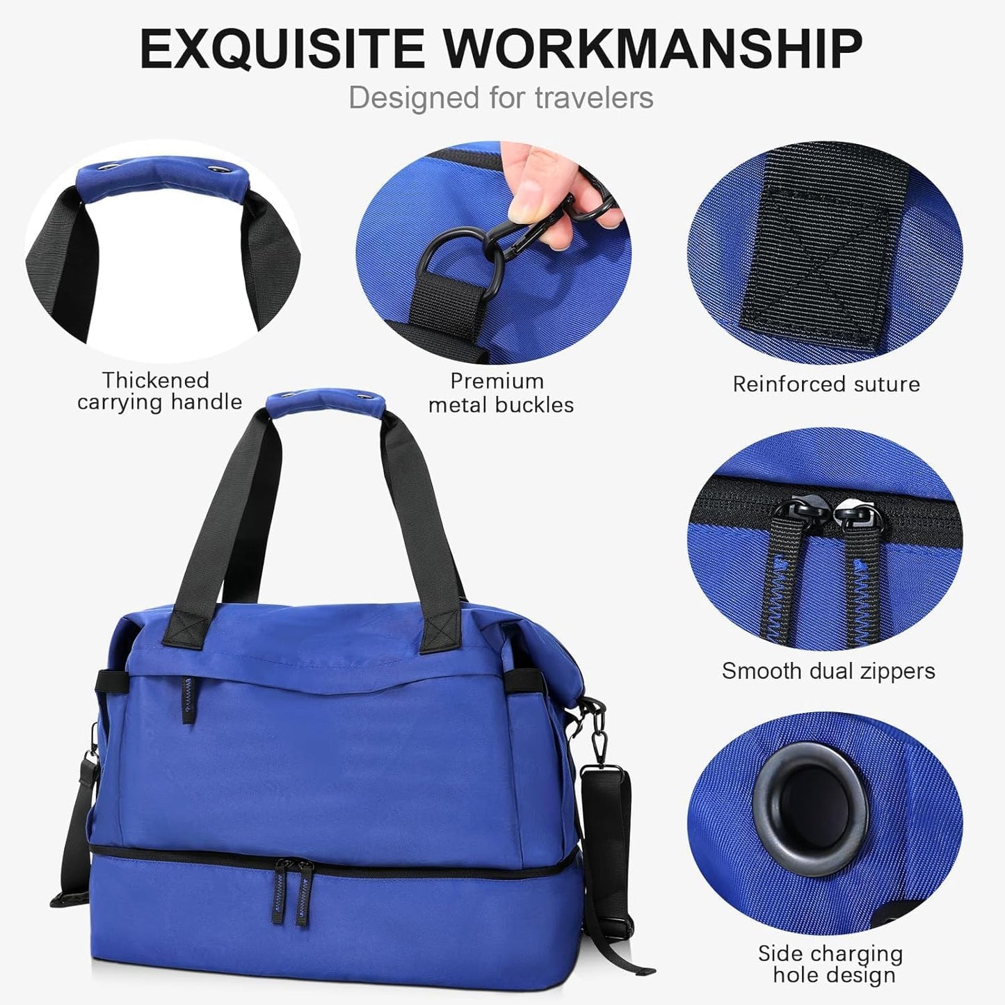 Gym Bag for Men Women, Tactical Travel Duffel bag with Removable Dividers & Shoe Compartment, Weekender Carry on Bag with Toiletry Bag, Overnight Range Bag for Workout Soccer Yoga Gym