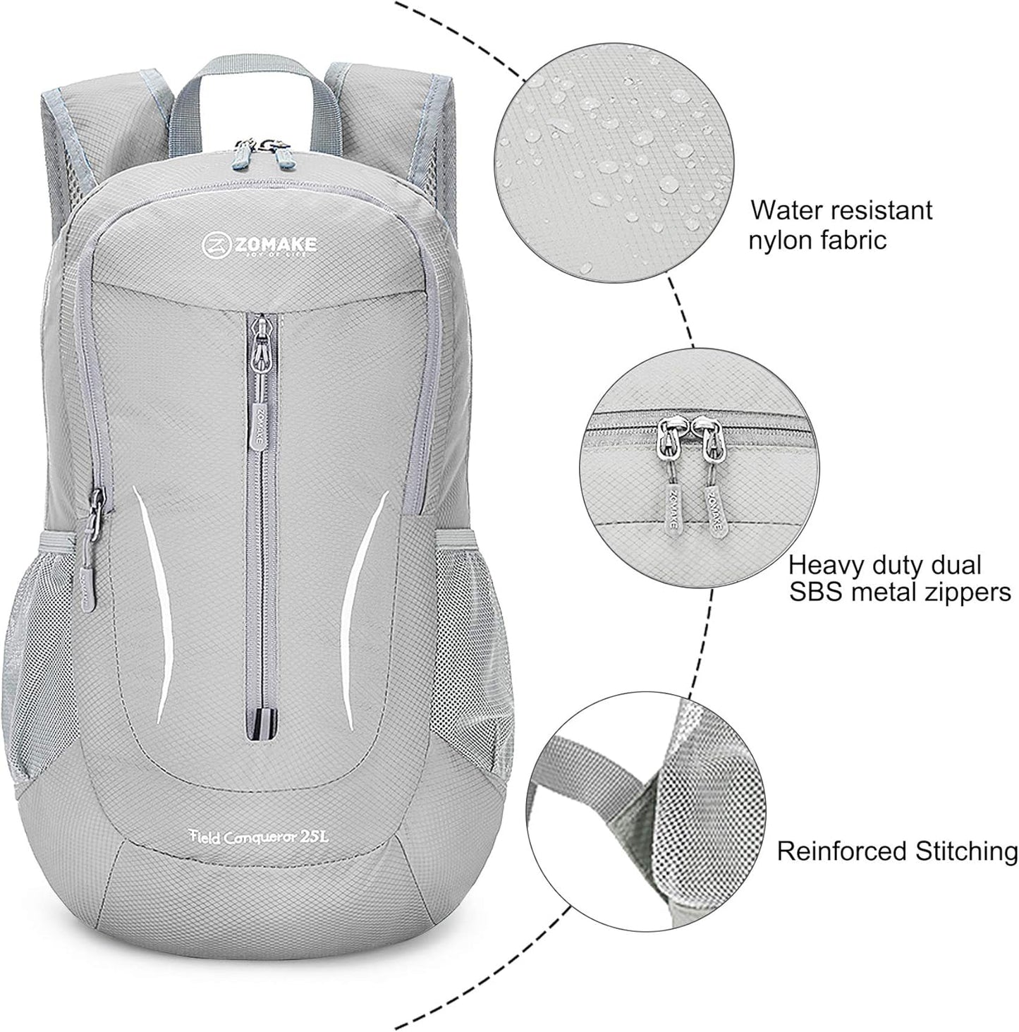 ZOMAKE Ultra Lightweight Packable Backpack 25L, Foldable Hiking Backpacks Water Resistant Small