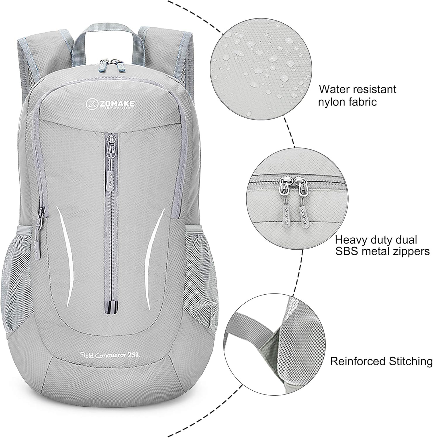 ZOMAKE Ultra Lightweight Packable Backpack 25L, Foldable Hiking Backpacks Water Resistant Small