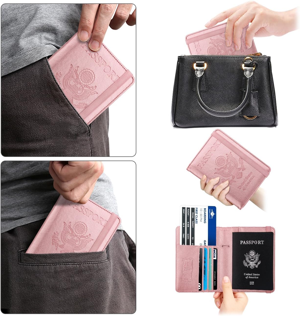 WALNEW Passport Holder for Travel, RFID Passport Cover Wallet for Women Men, PU Leather Passport