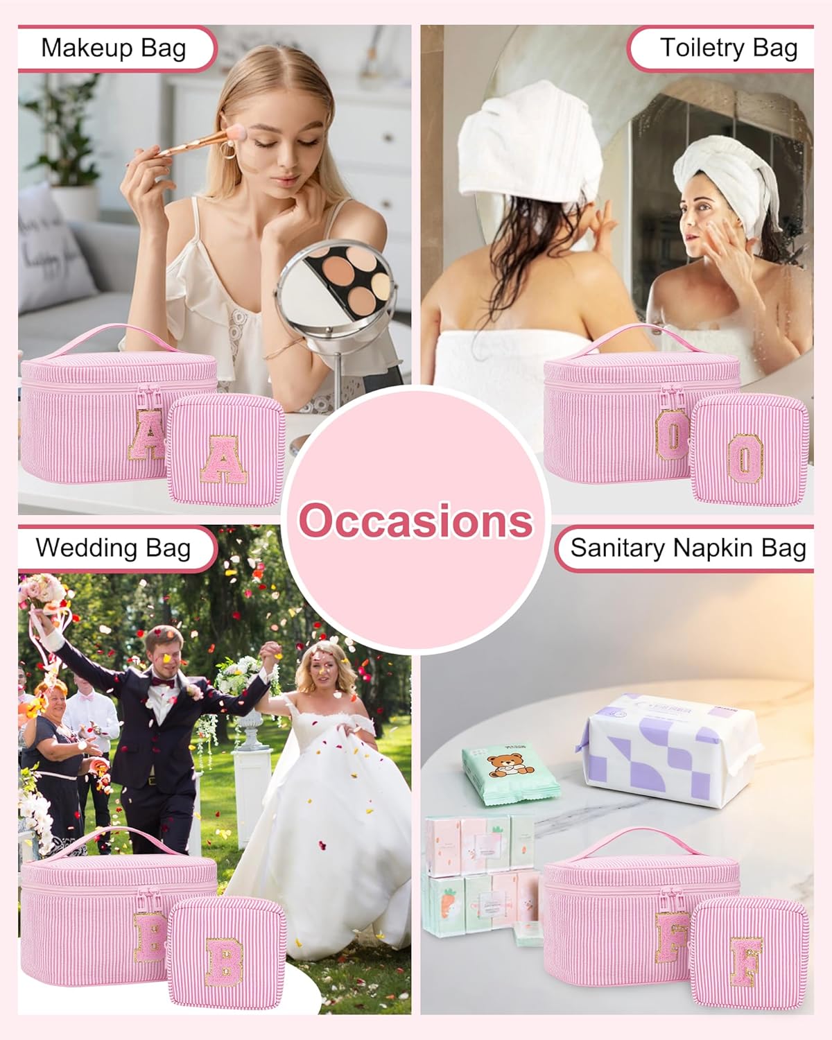MONSTINA Initial Makeup Bag for Women,Personalized Make Up Case for 10 11 12 13 14 15 16 17 18