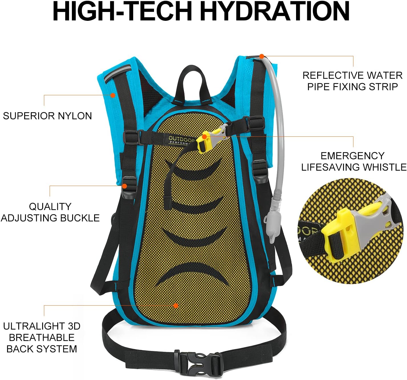 Hydration Pack Backpack, Lightweight Water Backpack with 2L Leakproof Hydration Bladder Daypack for Men Women,Running Hydration Vest for Outdoor Trail
