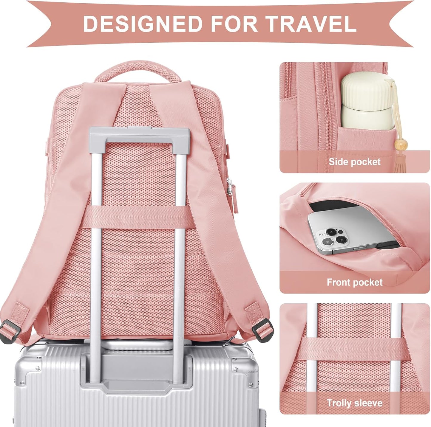 WONHOX Large Travel Backpack Carry on Flight Approved Laptop Work Business Backpack for Women Men