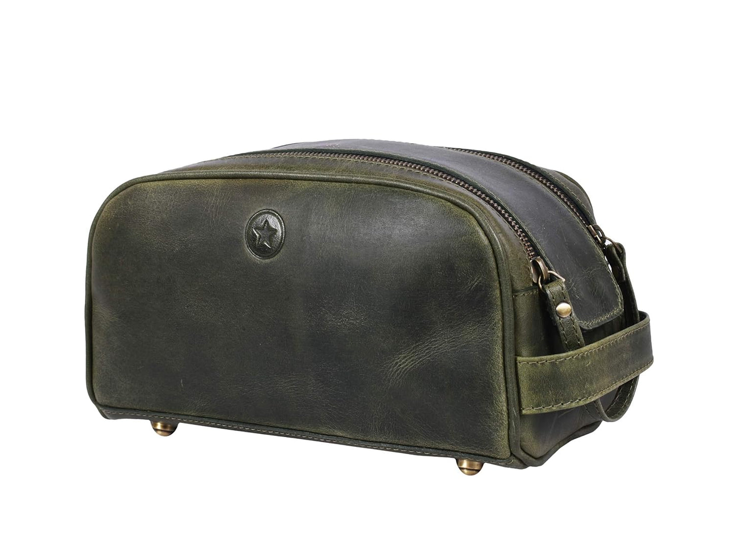 10" Premium Leather Toiletry Travel Pouch With Waterproof Lining Black Color | King-Size
