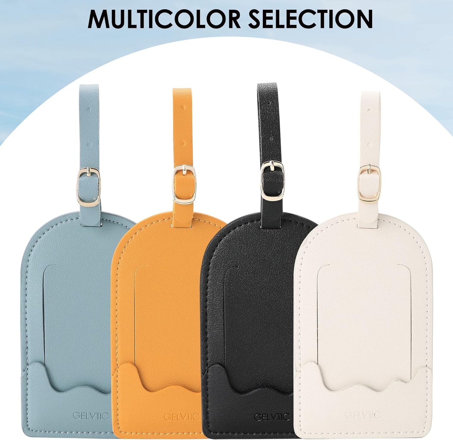 Faux Leather Luggage Tags for Suitcase Tag Set Privacy Protection with Identifie Name Lable ID Card Baggage tag for Men Women Travel Accessories, 2/4 Pack (LT07-White*4)