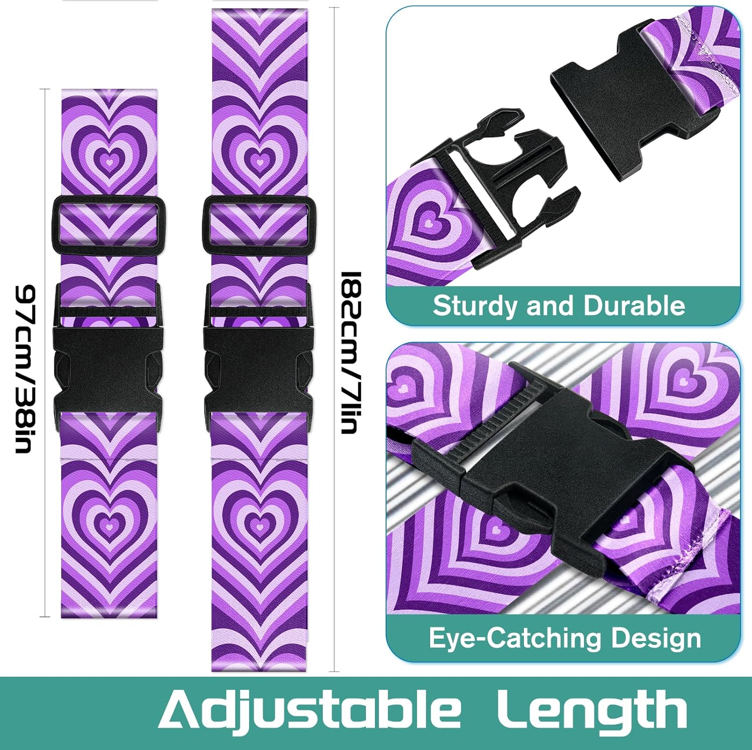 Slohif Luggage Straps for Suitcases Travel Belt Accessories Luggage Connector Identifiers 2 Pack