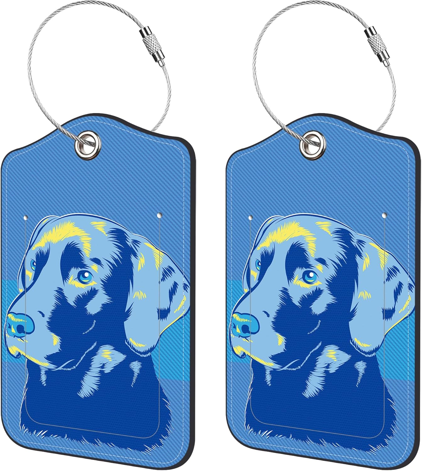 2 Pack Luggage Tags,Labrador Dog PU Leather Idea Baggage Tag with ID Labels Privacy Cover Metal Ring Men and Women Travel Bag Labels