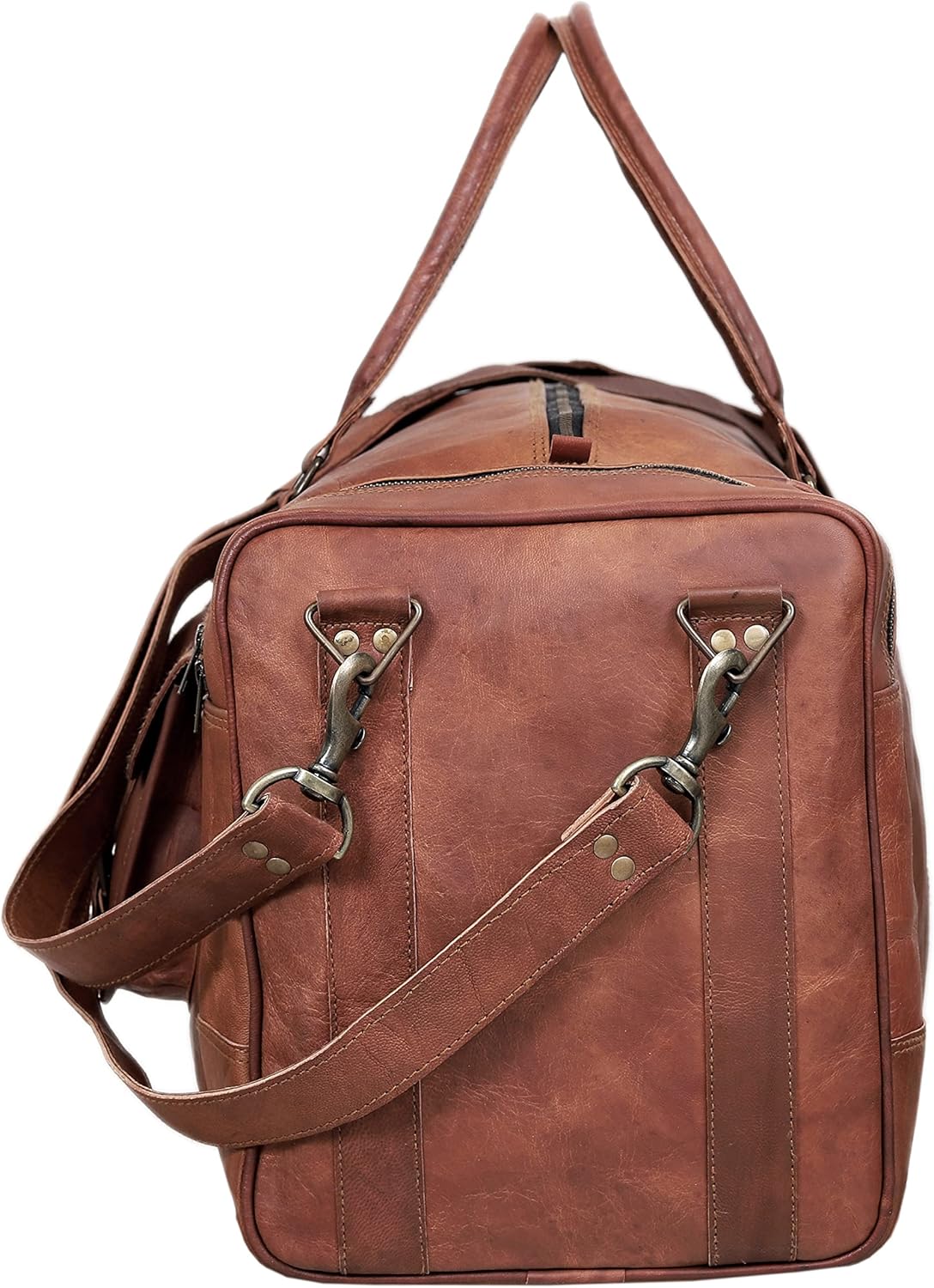 Leather Duffle Bag for Men Luggage Handmade Travel Bag Carry On Luggage Weekender Bags Overnight Gym Sports Cabin Holdall Bag For Airplanes Men And Women (30 Inch Brown)