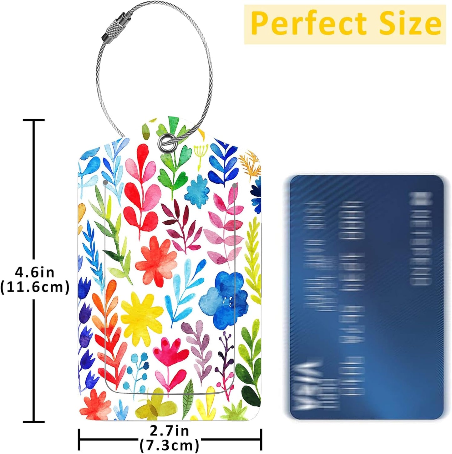 Luggage Tags for Suitcase,2 Pack Bright Flowers and Plants Luggage Tag with Privacy Flap,Name ID Label and Metal Loop for Women Men Girls Baggage Bag Backpack Instrument