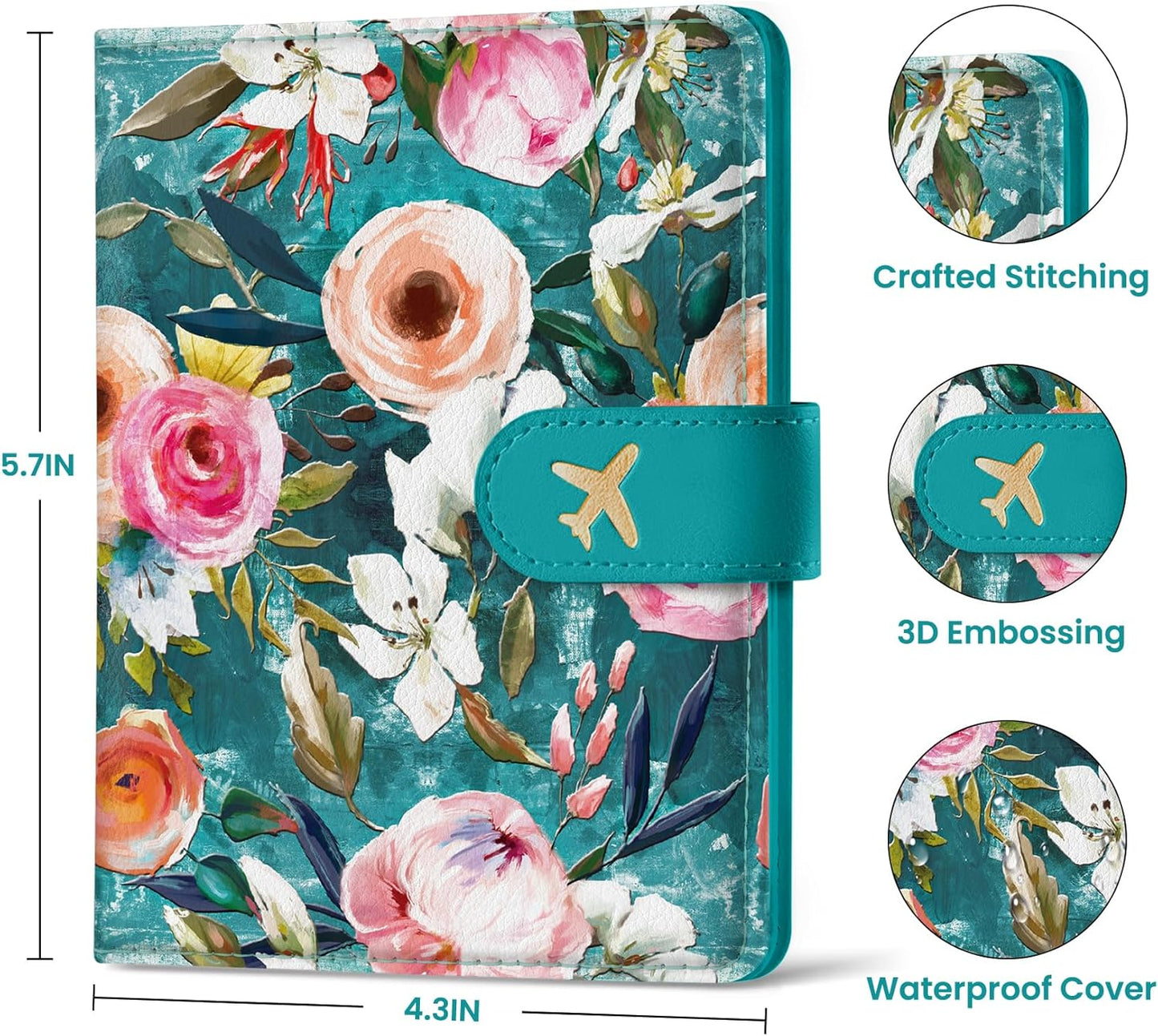 Passport Holder for Travel Essentials, RFID Blocking Leather Cover Wallet with Magnetic Closure, Aesthetic & Cute Passport Book Case for Women and Men - Oil