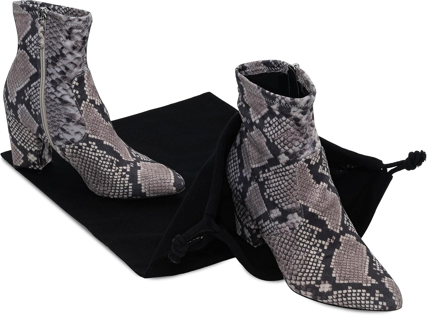 ZENPAC Cloth Bags, Black Duster Flannel Boot Storage with Drawstring Closure, Washable Breathable Cotton Fabric for Shoe, Luggage, 12.5x20.5, 2 Pack