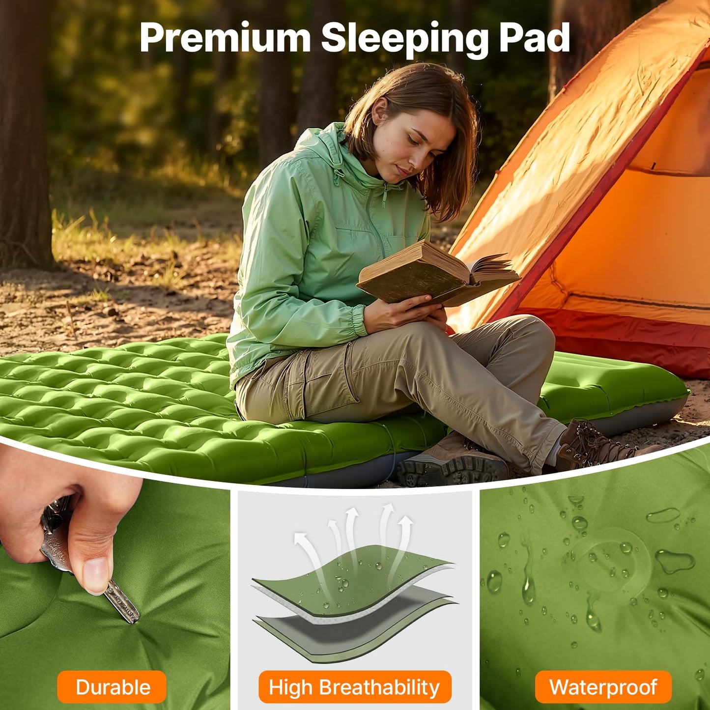 OGERY Double Sleeping Pad, 6" Extra Thick Inflatable Camping Mattress