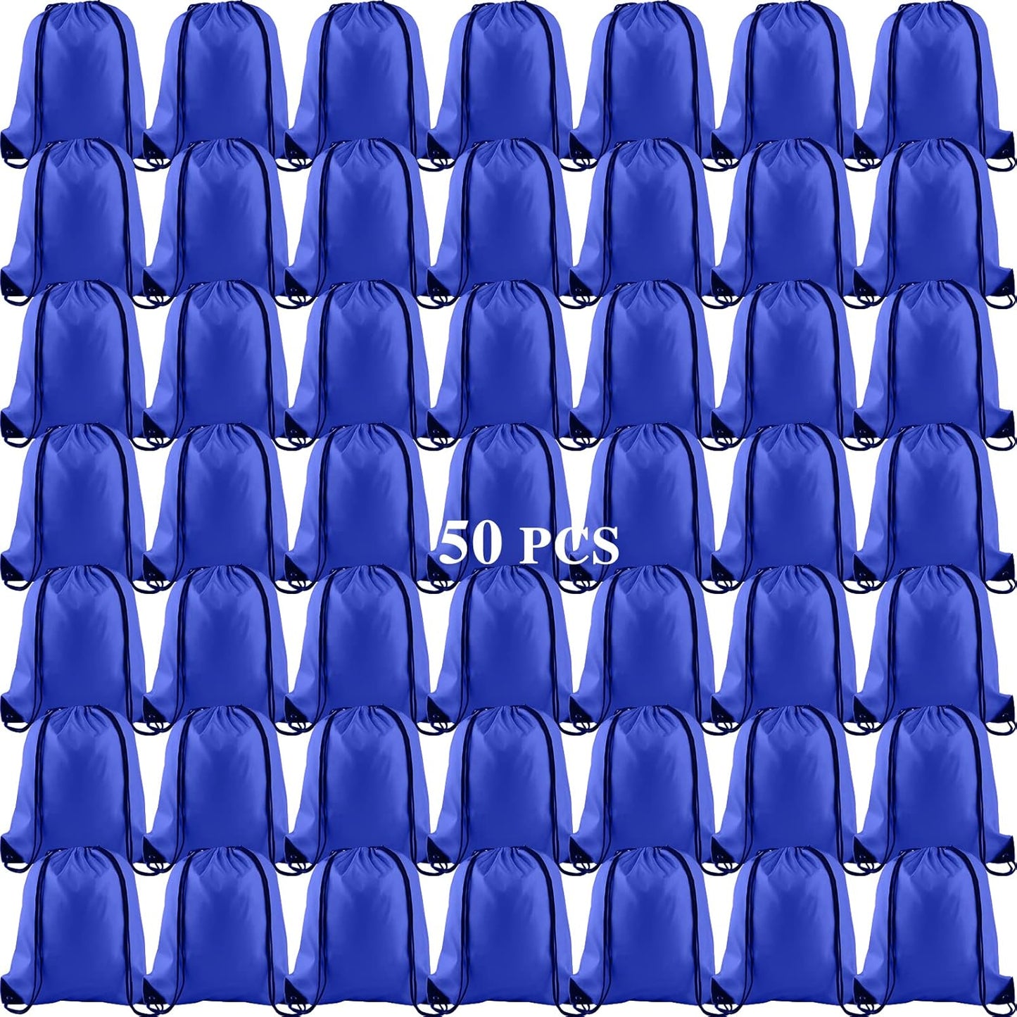KUUQA 50Pcs Blue Drawstring Backpack Bag Sack Drawstring Bags Bulk String Bags Storage Bags for Sport Gym Traveling