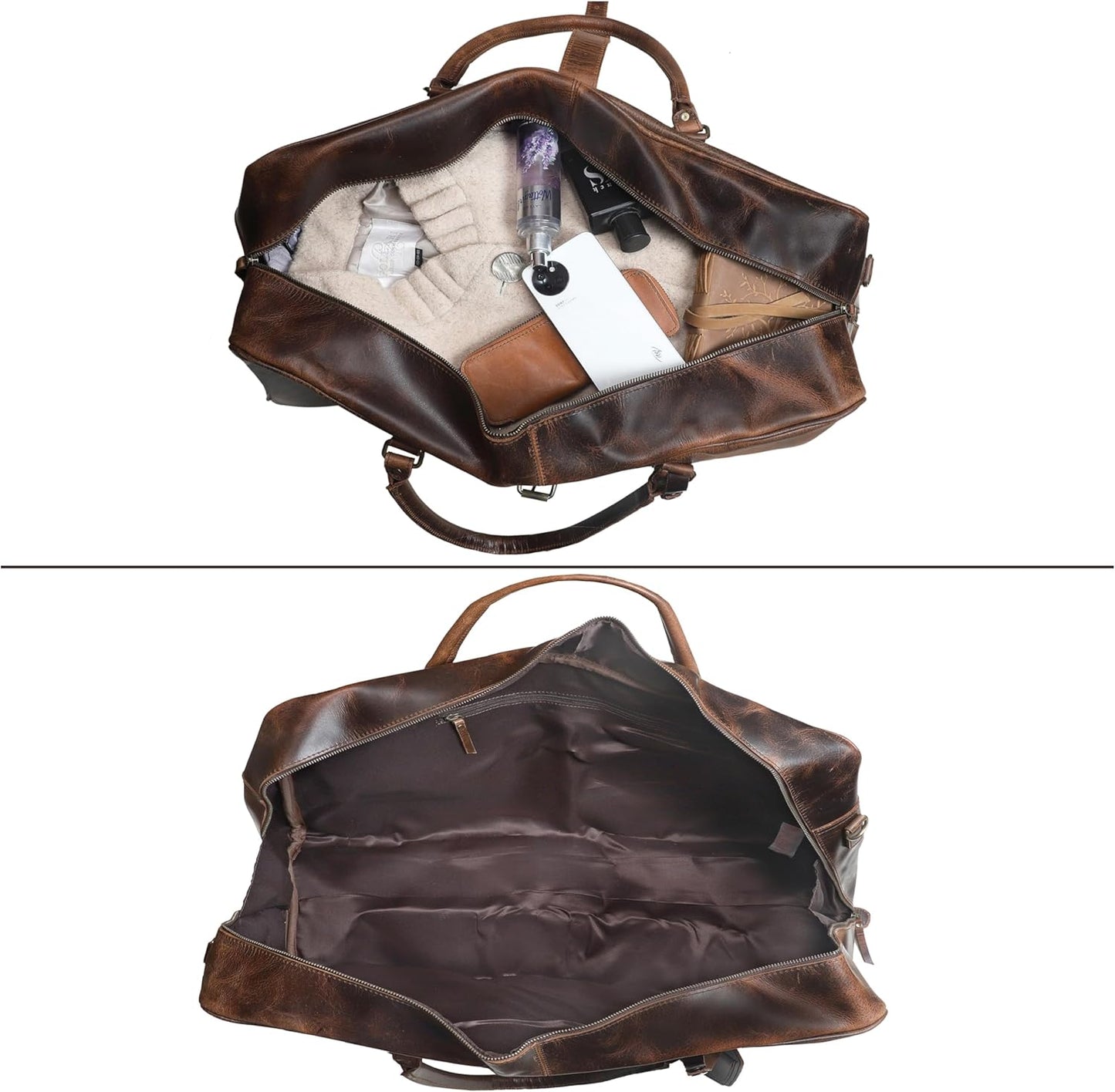 Leather Duffle bag Travel Weekender Bag Carry on Overnight Bag Gym Sports Duffel bag Luggage Bag for Men and Women
