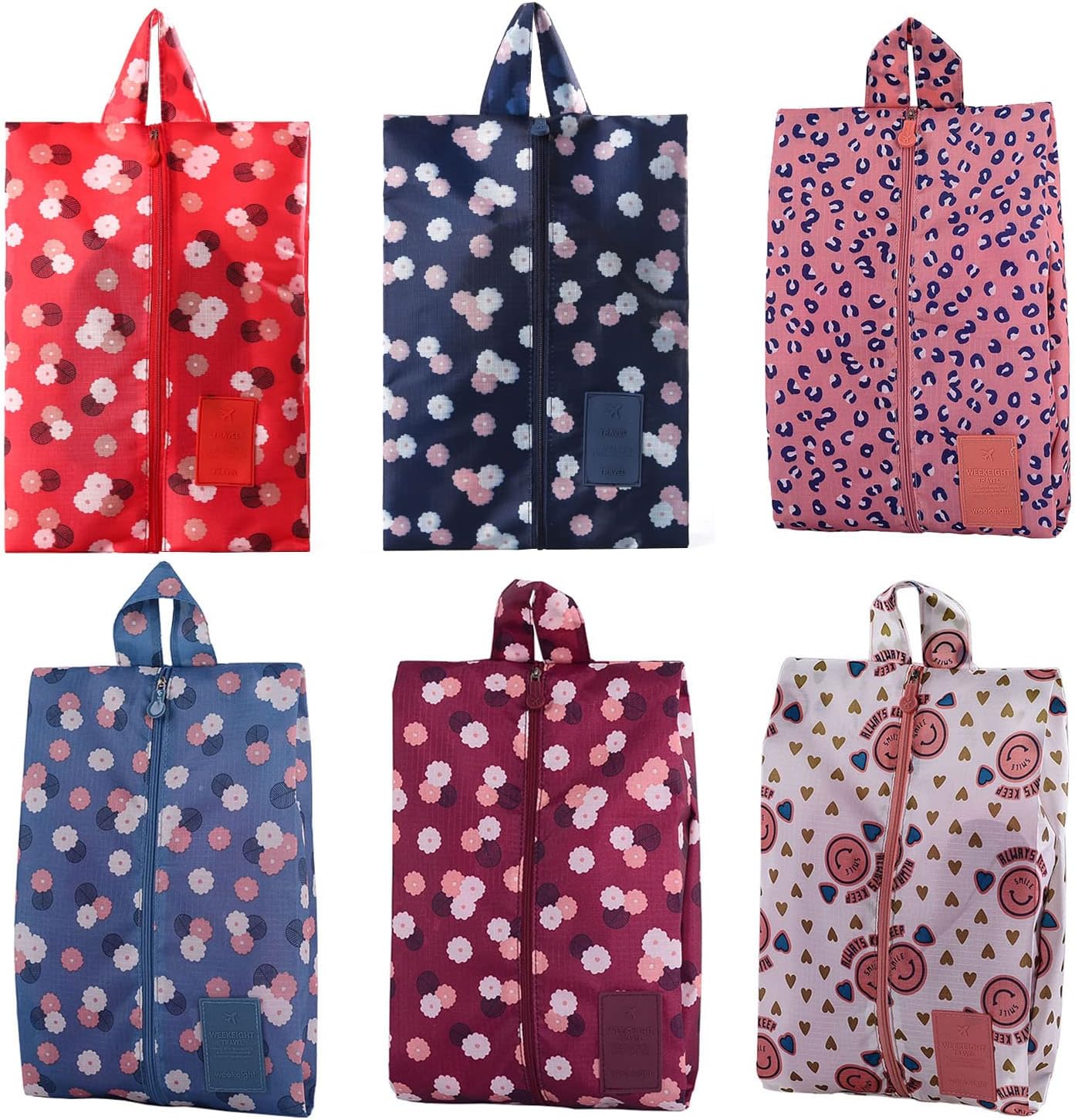 6 Pack Travel Shoe Bags for Women Packing Washable Shoe Travel Bags for High Heels and Boots Daisy Shoes Storage Bags with Zipper for Sneakers and Gym