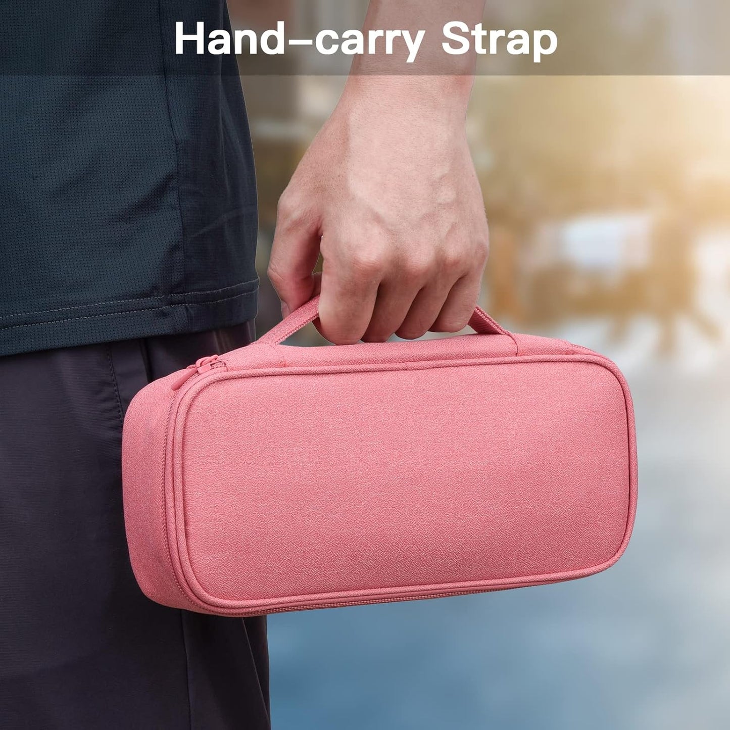 Cord Organizer Travel Case, Electronics Organizer Pouch Bag for Cable & Charger, Power bank, Phone, Tech Accessories (Pink)