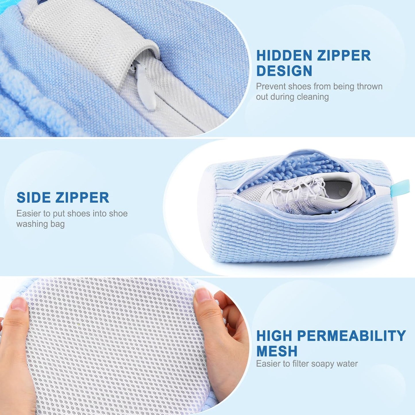 Shoe Washing Machine Bag,Shoe Laundry Bags for Sneakers, Reusable Shoe Cleaning Bag for All Shoe Sizes
