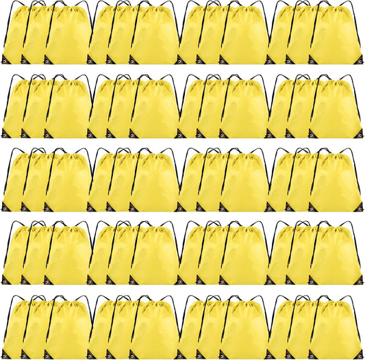 60 Pieces Drawstring Backpack Bulk Cinch Sackpack Ployster Drawstring Bags for Gym Party Trip(Yellow)