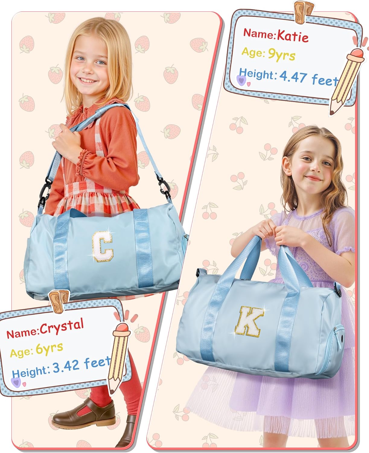 Gifts for 4 Year Old Girls-Girl Gym Bag with Shoe Compartment, Kid Personalized Weekender Overnight Bags, Initial Travel Tote with Makeup Pouch, Gifts for Teen Daughter (Letter Q)
