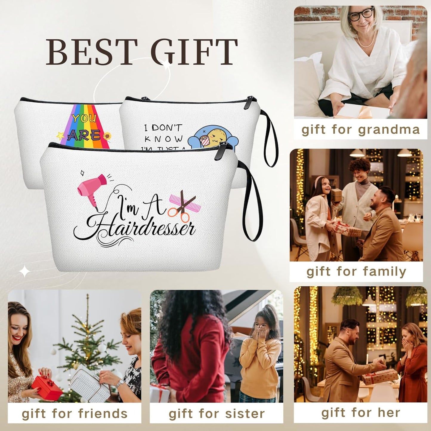 SEAMOON Hairdresser Cosmetology Graduation Gifts for Women Female Friend Coworker Hair Salon Employee Hair Stylist Beautician Barber Gifts Unique Small Travel Cosmetic Makeup Bag