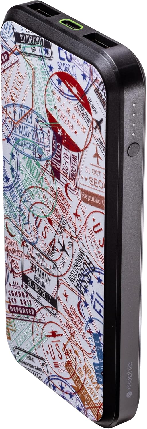 Mophie powerstation prime10 - Portable Power Bank with 10,000mAh Internal Battery, 18W USB-C PD Fast Charging, Charge 3 Devices Simultaneously, LED Power Indicator - Passports