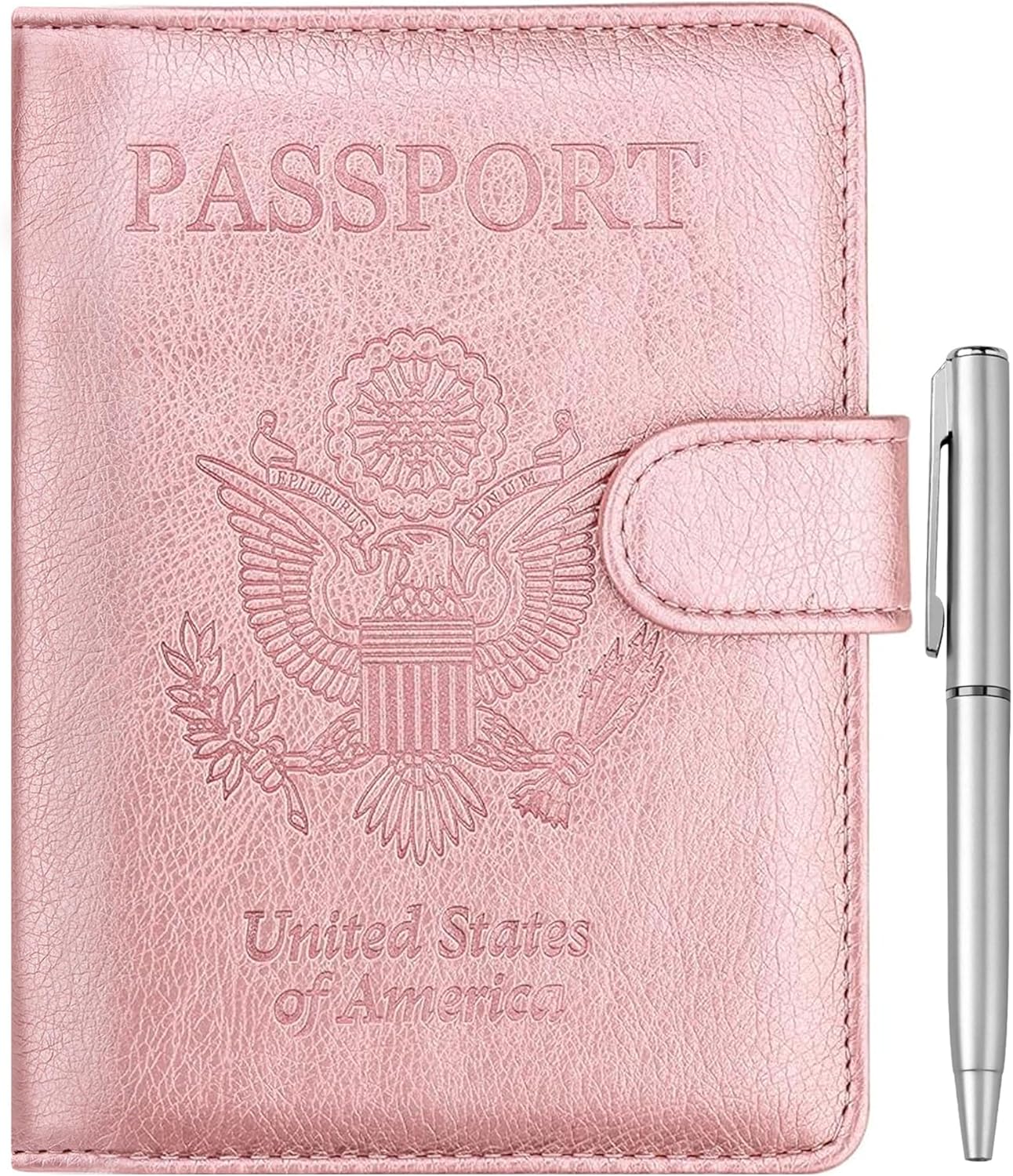 WALNEW Passport Holder for Travel, RFID Passport Cover Wallet for Women Men, PU Leather Passport Book Card Holder Case with Pen, Travelling Essentials for Flying