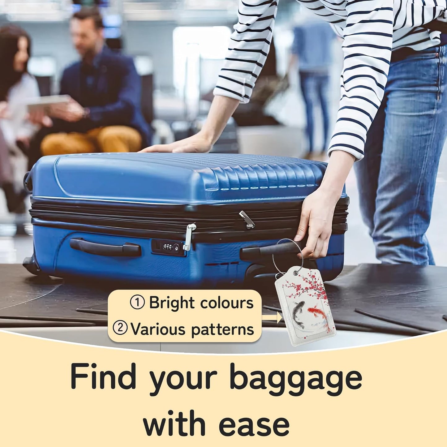 Japanese Cherry Blossom Luggage Tags for Suitcase,3 Pack Fujiyama Mountain Luggage Tag Leather Privacy Cover ID Label with Stainless Steel Loop for Women Men