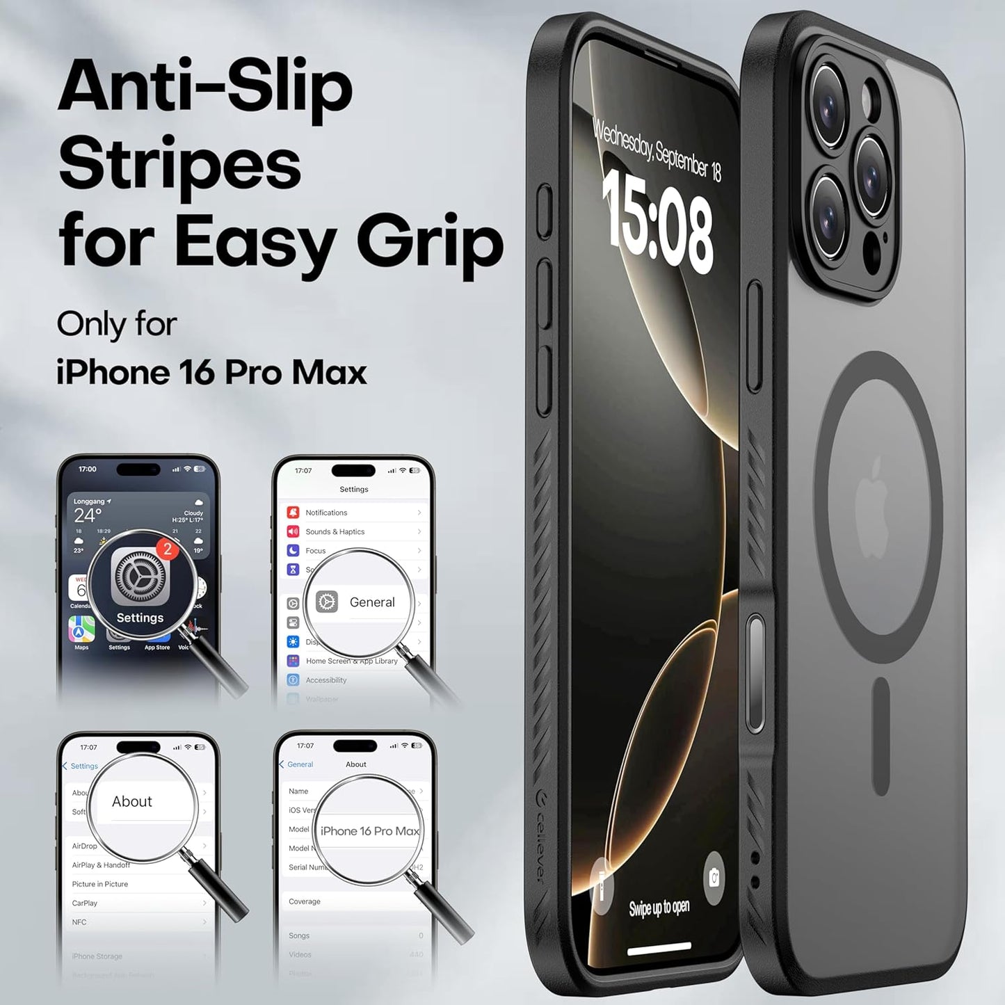 CellEver Strong Magnetic for iPhone 16 Pro Max Case with Camera Control Capture Button [Camera