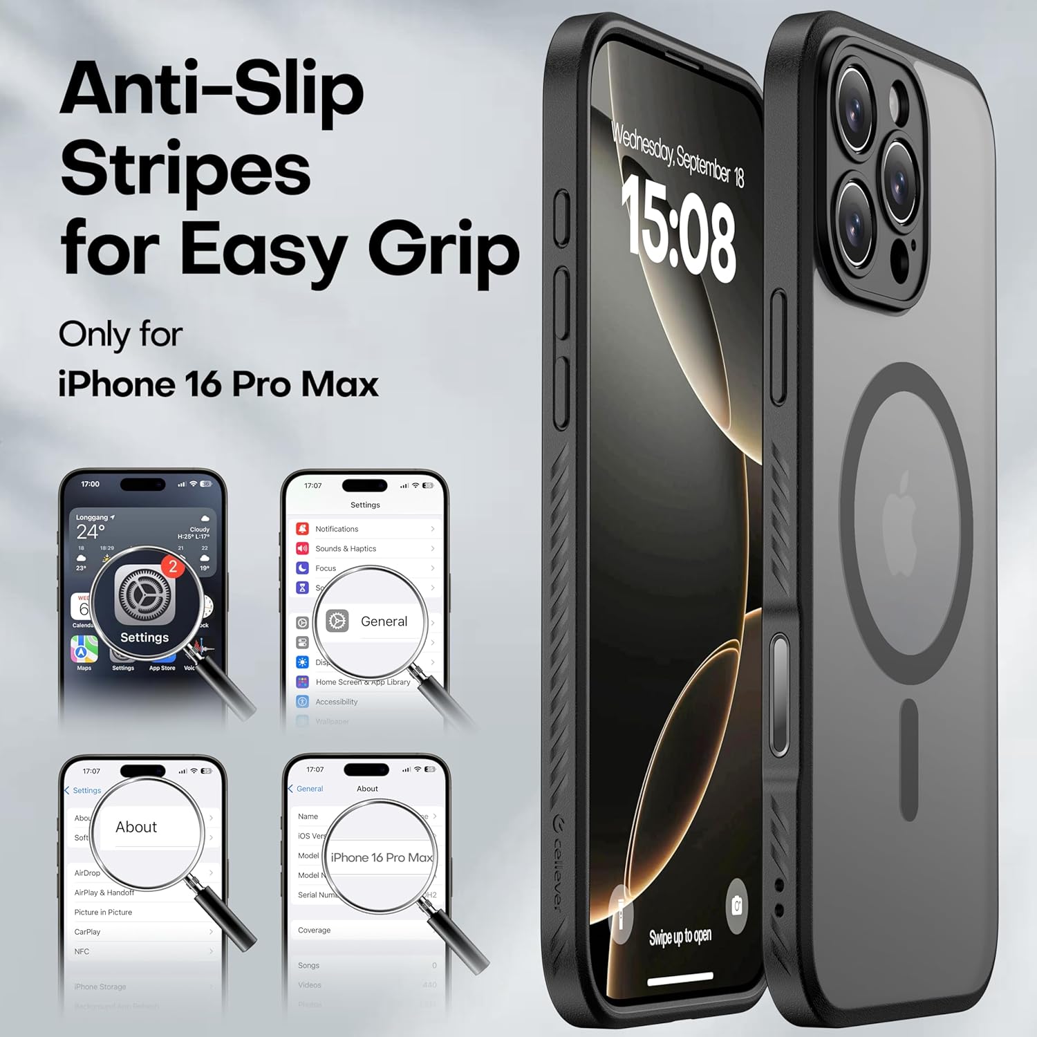 CellEver Strong Magnetic for iPhone 16 Pro Max Case with Camera Control Capture Button [Camera