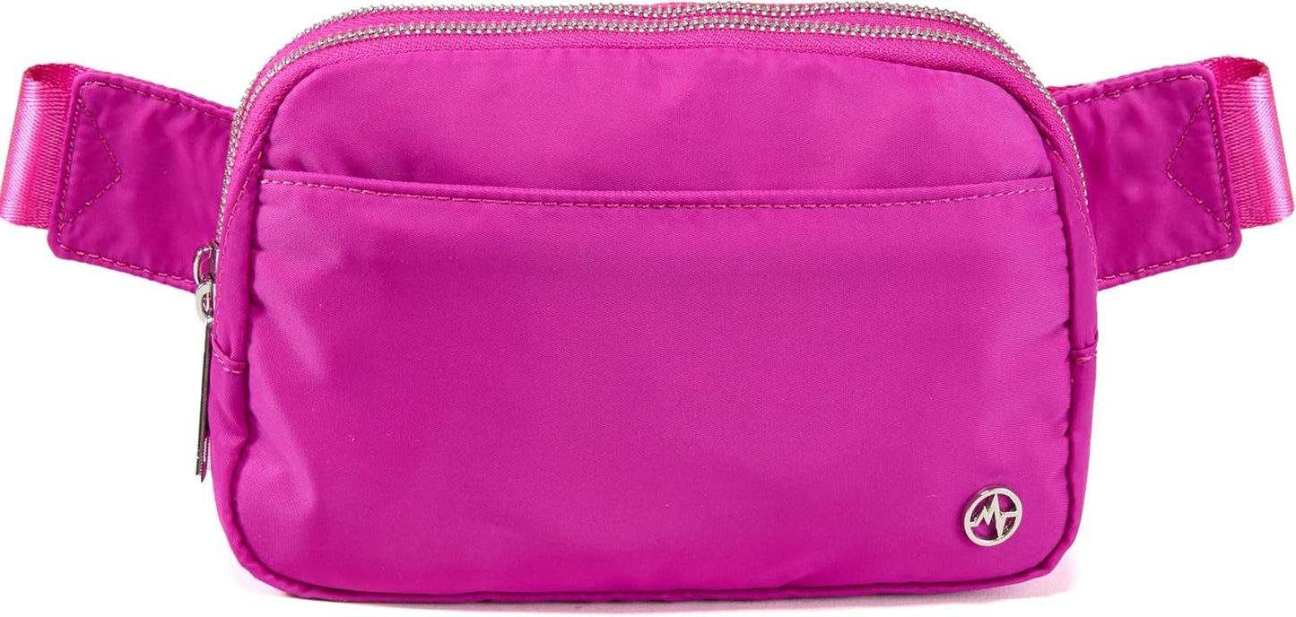 Pander Everywhere Belt Bag for Women, 5 Zipper Pockets Nylon Crossbody Fanny Pack Purse (Grape Purple)