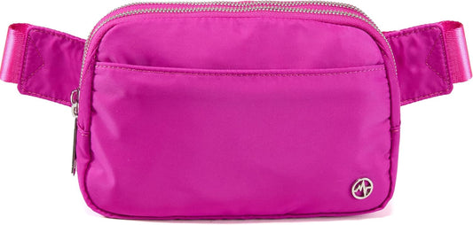Pander Everywhere Belt Bag for Women, 5 Zipper Pockets Nylon Crossbody Fanny Pack Purse (Grape Purple)