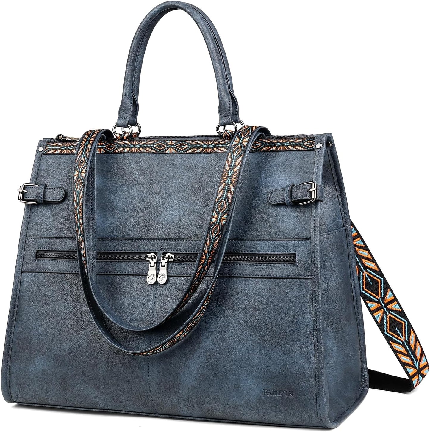 FADEON Laptop Bag for Women Designer PU Leather Large Tote Bags Backpack Purses with 15.6 Laptop Compartment Shoulder Handbag