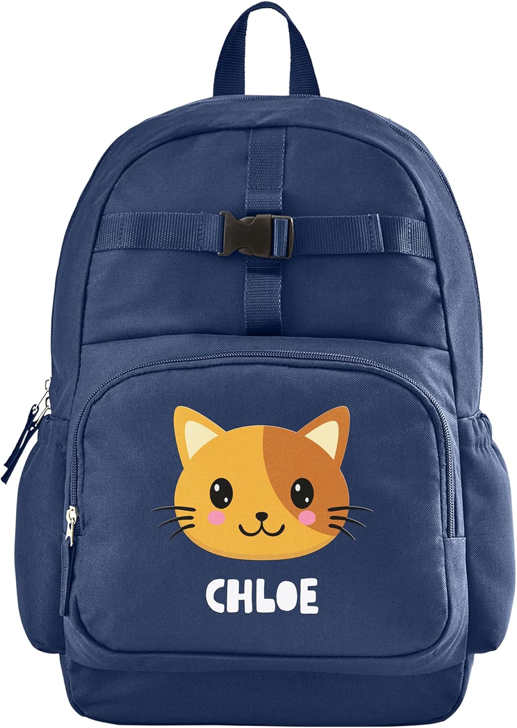 Let's Make Memories Personalized Kids Backpack - Backpack for School - For Animal Lovers - Back to School - Bookbag - Matching Lunchbox/Water Bottle Sold Separately - Navy - Cat