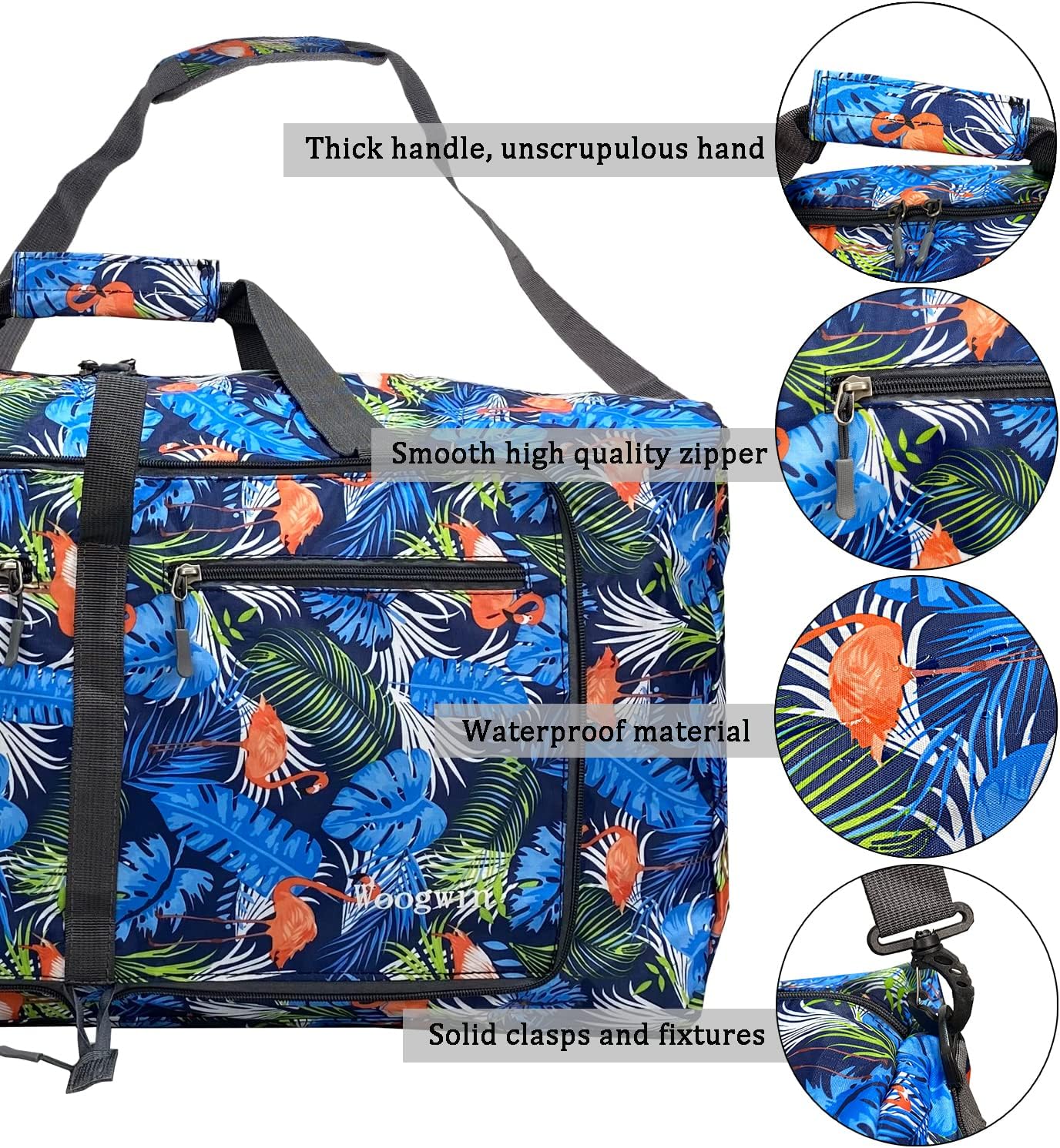 Woogwin Travel Duffel Bag Large Foldable Waterproof Overnight Bag for Beach Swim Bags Pool Sports