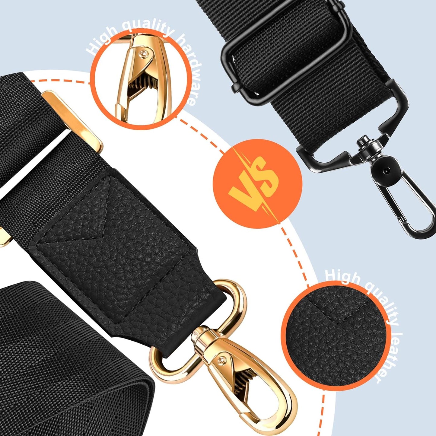 ZINZ 60" Universal Bag Strap with Ultra-Thick Fixed Breathable Pad Adjustable Heavy-Duty Shoulder Strap for Laptop Bag Crossbody Luggage Gym Bag Camera Bag and More -Black