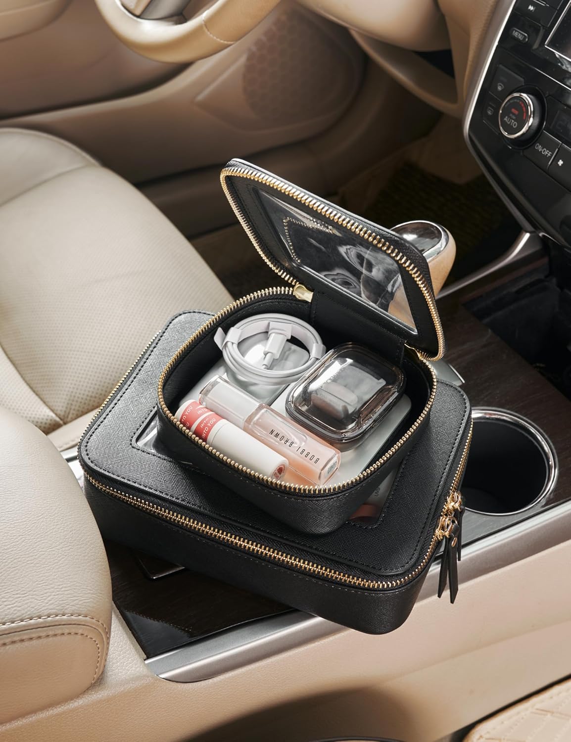 Popvibe Clear Makeup Bag Travel Cosmetic Case Transparent Toiletry Bag with Zipper, Portable Make