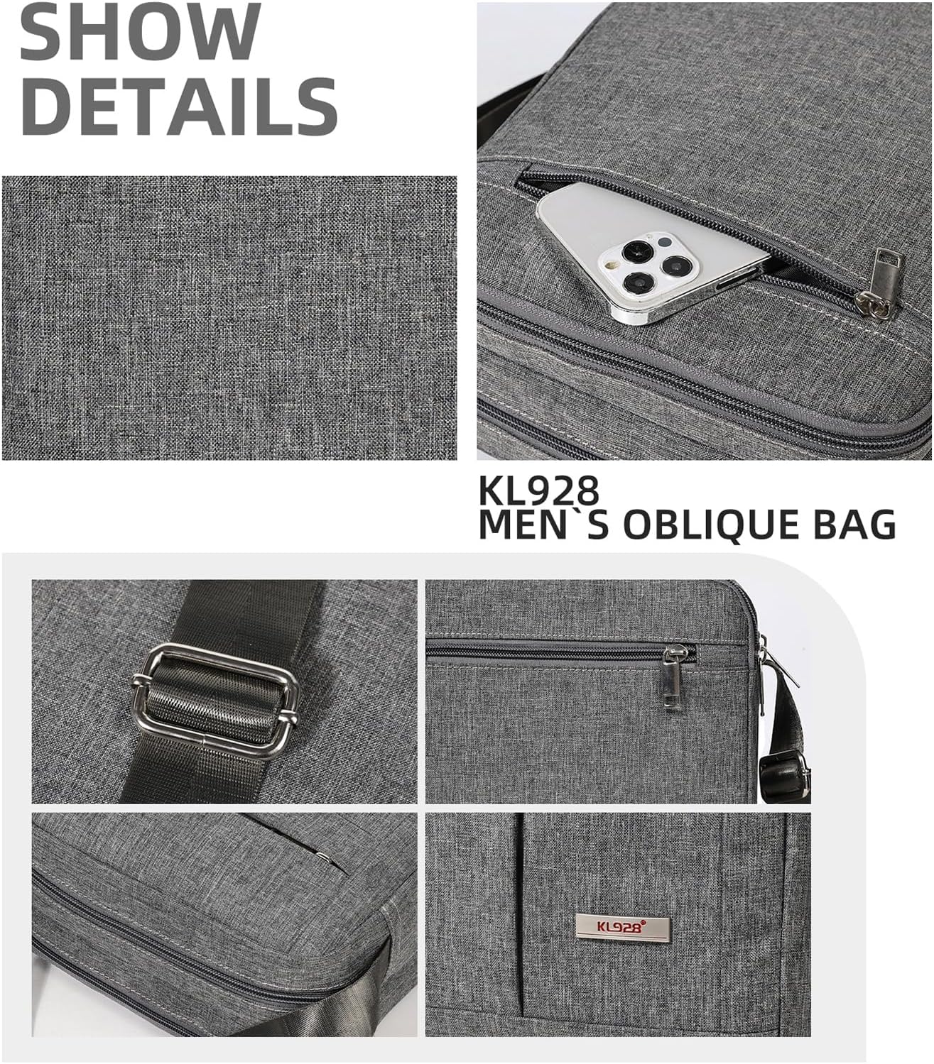 KL928 Men's Messenger Bag - Crossbody Shoulder Bags Travel Bag Man Purse Casual Sling Pack for Work