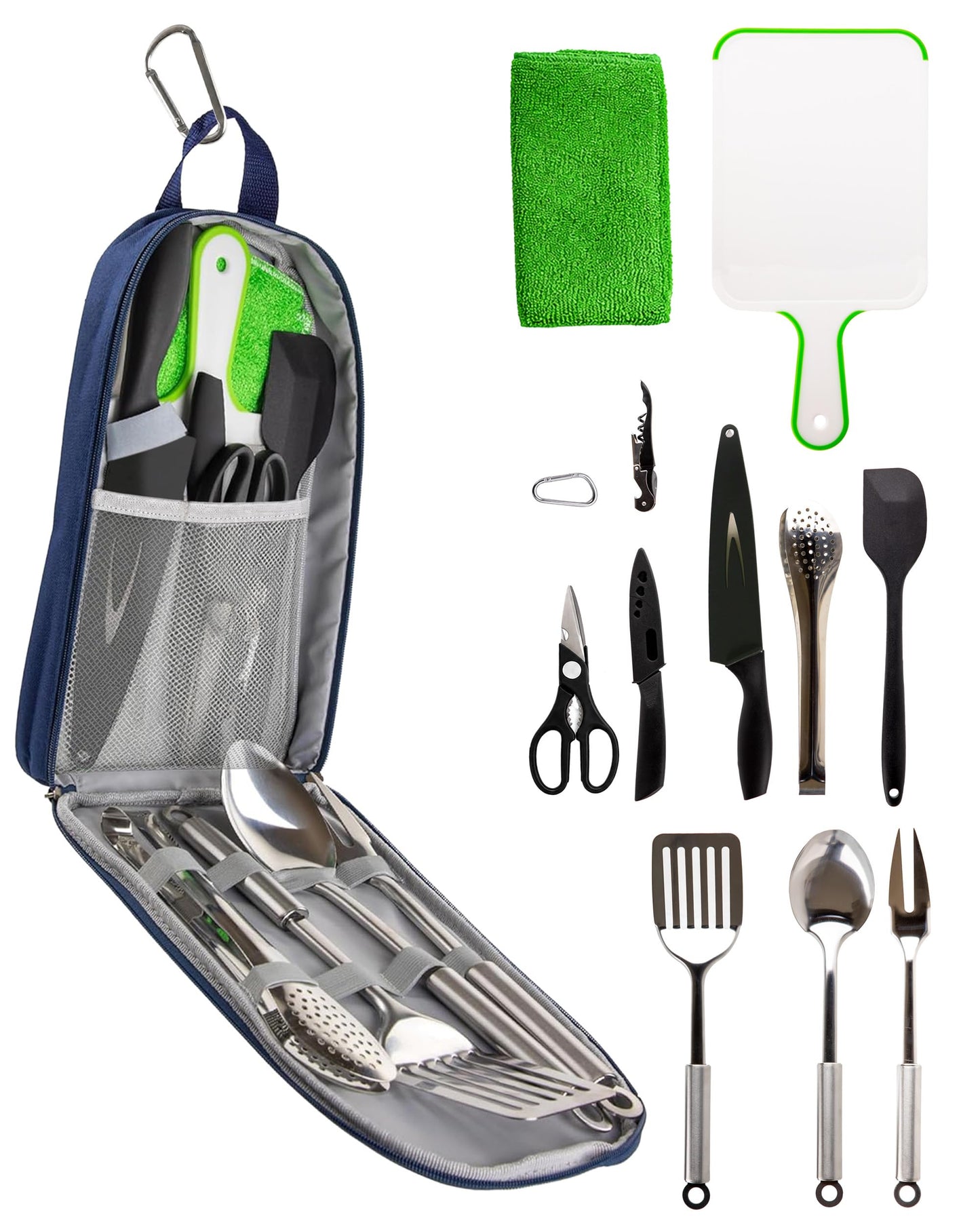 Life 2 Go 12 Pcs Camp Cooking Utensil Set & Outdoor Kitchen Gear Cookware Kit, Portable Compact