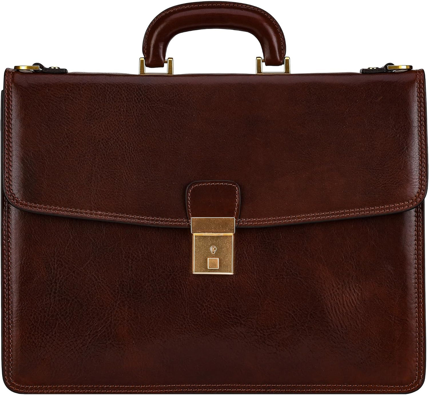 Time Resistance Leather Briefcase - Italian Handmade Leather Laptop Bag - Handbag for Men - Professional Computer Case