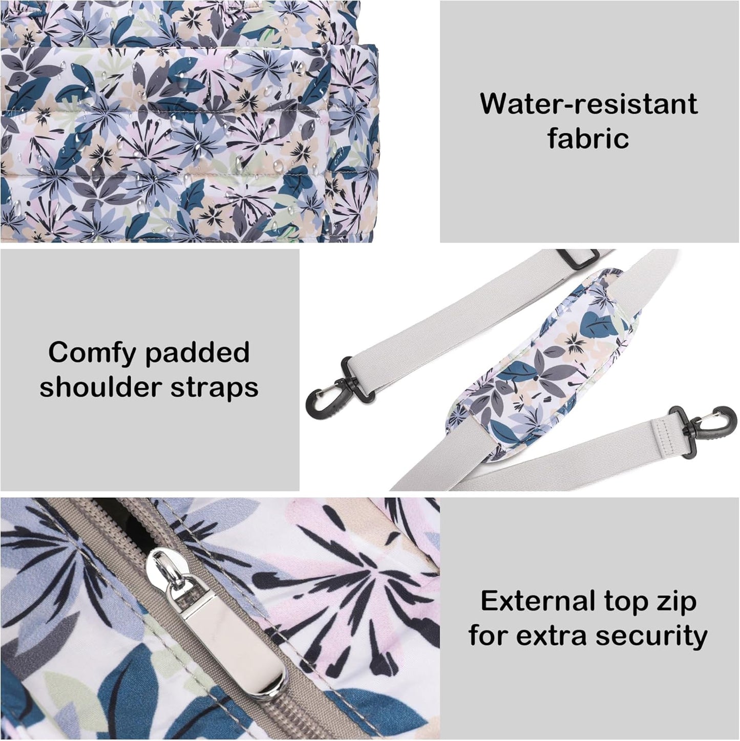 AOCINA Puffy Tote Bag for Women Quilted Work Bag Nurse Bags Women's Handbags for Travel