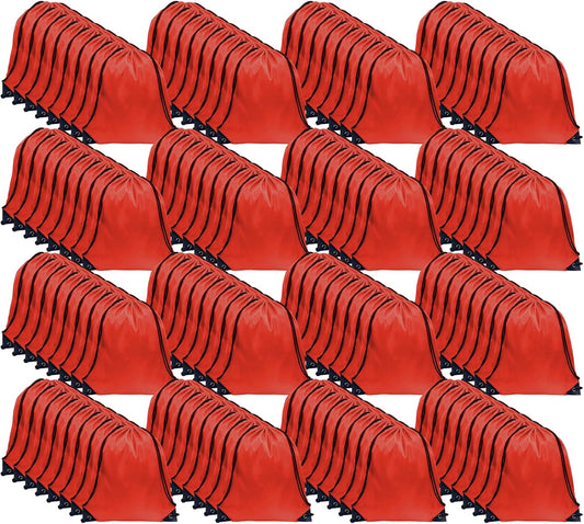 GoodtoU Drawstring Backpack, Nylon Cinch Sack Gym Bag for Sport, Traveling, Team (Red, 128Pcs)